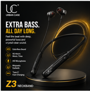 grid-piece-1-1-10.png UC Urban Case Z3 Wireless Bluetooth Neckband | Bluetooth 5.4 | 60H Music Playback | 70H Talk Time | USB Type-C Fast Charging | Magnetic Earphones | Black