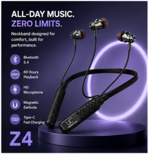 grid-piece-1-1-9.png UC Urban Case Z4 Wireless Bluetooth Neckband | Bluetooth 5.4 | 60H Music Playback | 70H Talk Time | USB Type-C Fast Charging | Magnetic Earphones | Black