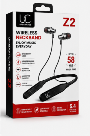 grid-piece-1-2-17.png UC Urban Case Z2 Wireless Bluetooth Neckband | Bluetooth 5.4 | 58H Music Playback | 70H Talk Time | USB Type-C Fast Charging | Magnetic Earphones | Black