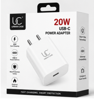 UC Urban Case 20W USB-C Power Adapter | USB-C PD Fast Charger | Compact Wall Charger for iPhone, Android & More | White