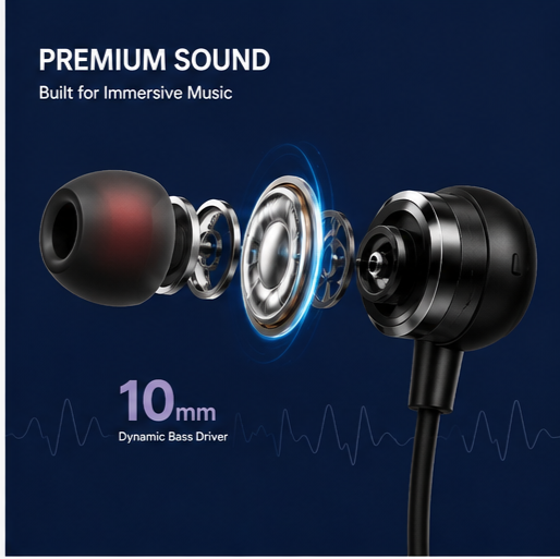 UC Urban Case UBT-12 Wireless Bluetooth Neckband Earphones | 100H Playback | Bluetooth 5.4 | USB Type-C Fast Charging | Magnetic Earbuds | Black